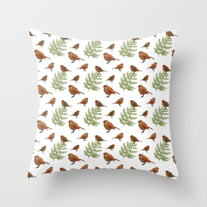 Cute brown birds Throw Pillow