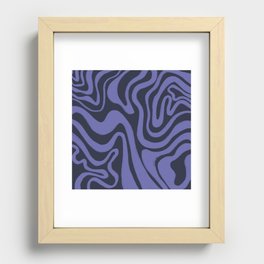 Maritime Blue + Very Peri Liquid Swirl, Hand-Painted Recessed Framed Print
