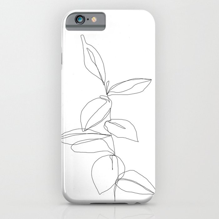 one line minimal plant leaves drawing - berry iphone case