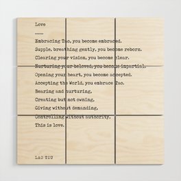 This is love - Lao Tzu Poem - Literature - Typewriter Print Wood Wall Art