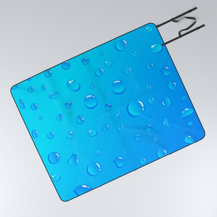 Water Droplets on Blue Background. Picnic Blanket