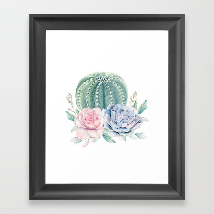 Cactus Rose Succulents Framed Art Print