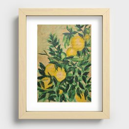 Vintage watercolor lemons Recessed Framed Print