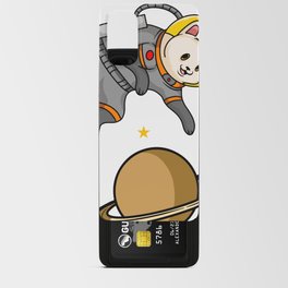 cute cat astronaut in saturn space Android Card Case