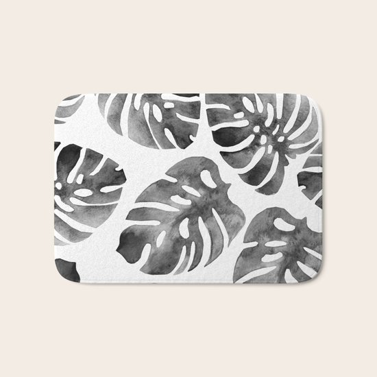 Monstera Black Bath Mat