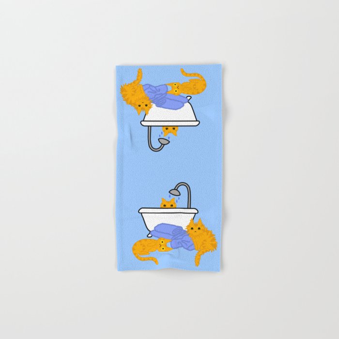 Orange Tabby Cats Taking a Bath Hand & Bath Towel