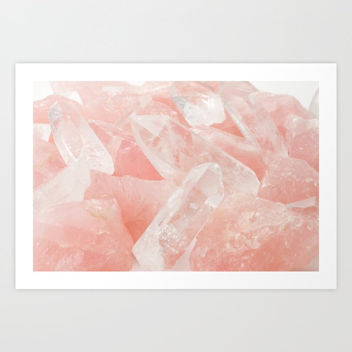 Light Pink Rose Quartz Crystals Art Print