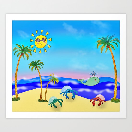 Beach Party for the Baby Crabs Art Print