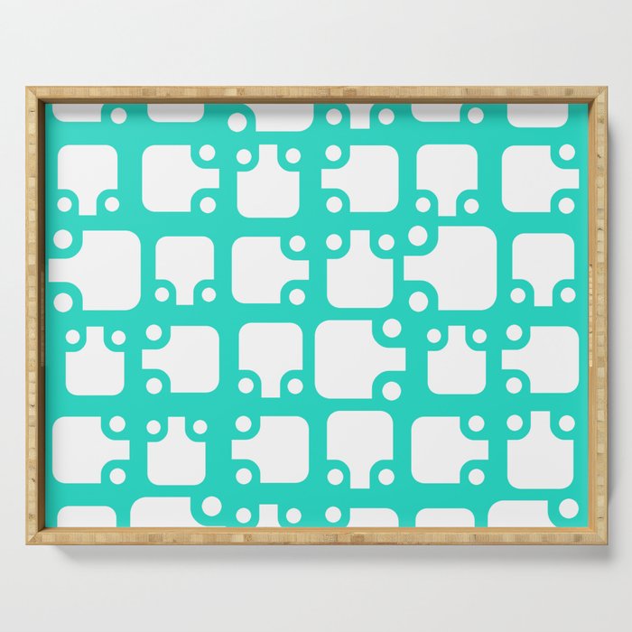 Mid Century Modern Abstract Pattern Slate Turquoise 2 Serving Tray