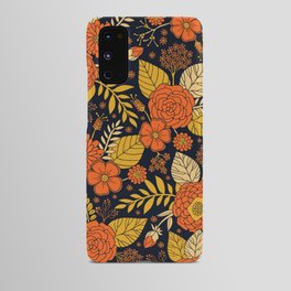 Retro Orange, Yellow, Brown, & Navy Floral Pattern Android Case