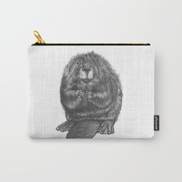 Beaver Carry-All Pouch | Beaver, Black and White, Artsy, Realism, Monochrome, Art, Aquatic, Animal, Drawing, Wildlife 