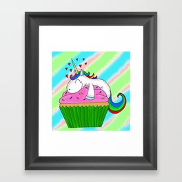 Chibi Unicorn cupcake Framed Art Print