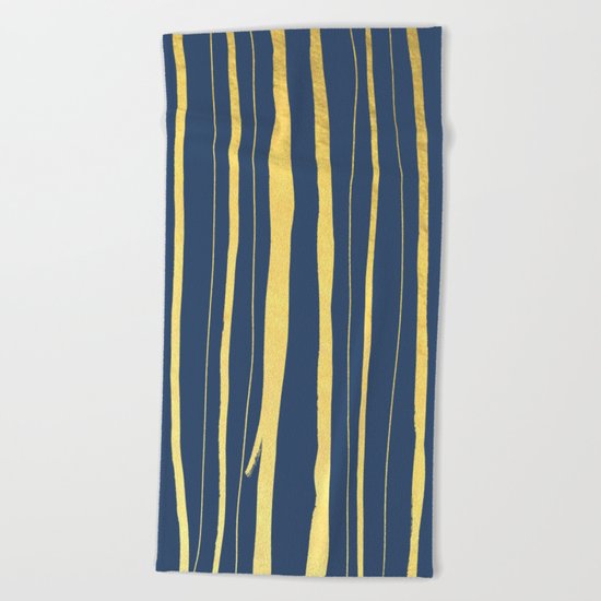 Vertical Living Navy and Gold Beach Towel