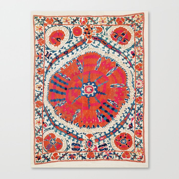Large Medallion Suzani Bokhara Uzbekistan Embroidery Print Canvas Print