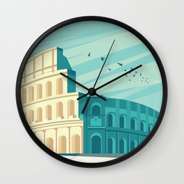 Rome italy travel poster Wall Clock
