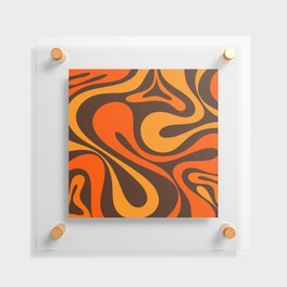 Mod Swirl Retro Abstract Pattern in 70s Brown and Orange  Floating Acrylic Print