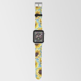 Dreamy Sunflowers on Blue Apple Watch Band