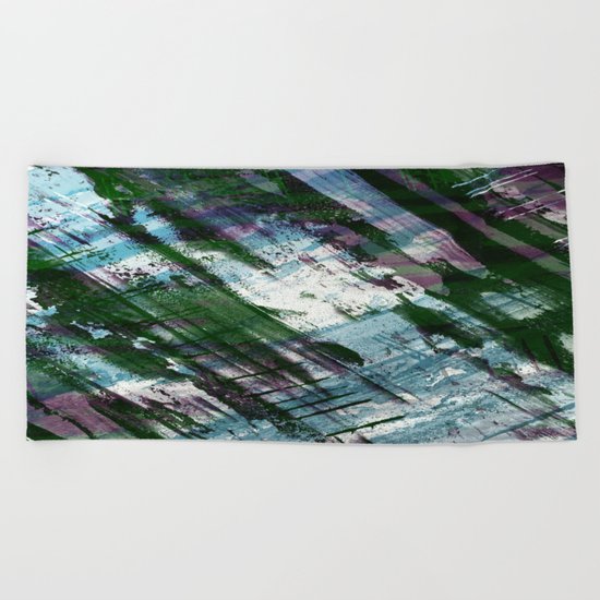 Escape! - Green, purple and cyan metallic abstract art Beach Towel