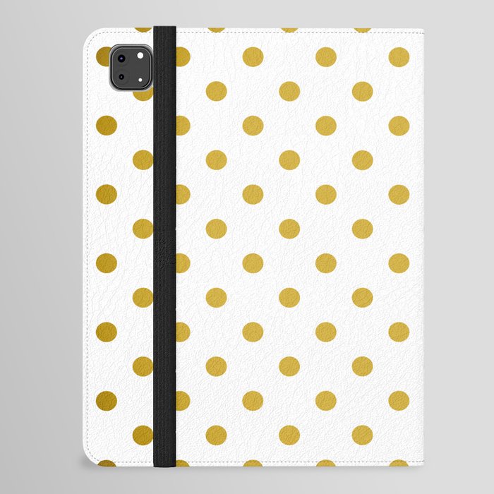 Gradient Gold Polka Dots Pattern on White iPad Folio Case