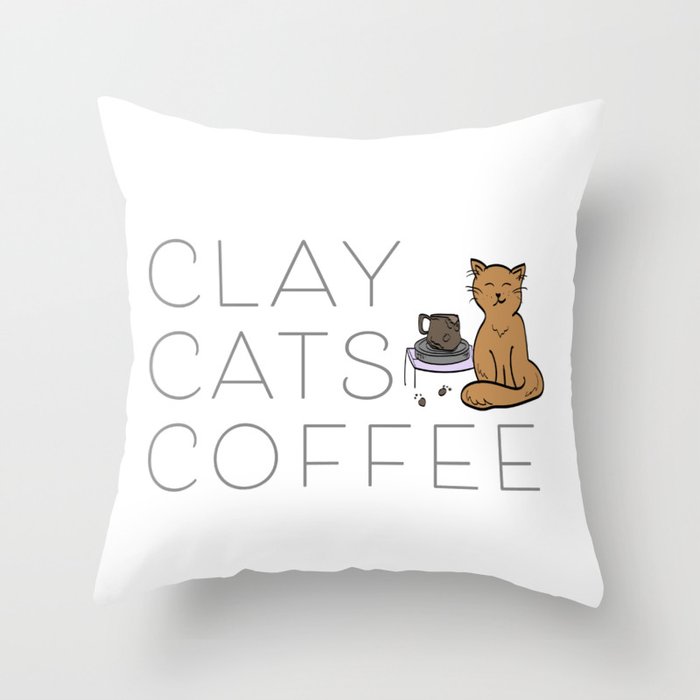 clay cats coffee naughty kitty Throw Pillow