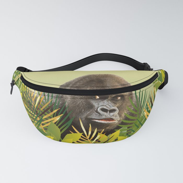 Gorilla in Jungle with Palm leaves Fanny Pack