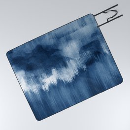 Blue watercolor brush strokes Picnic Blanket