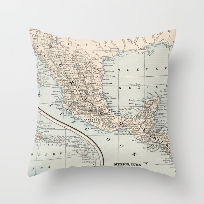 Vintage Map of Mexico (1893) Throw Pillow