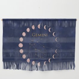 Gemini and Rose Gold Moon Wall Hanging