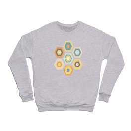 Modern Hexagonal Honeycomb Pattern - Orange and Teal Crewneck Sweatshirt