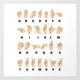 ASL Sign Language Hand Alphabet Teacher Art Print