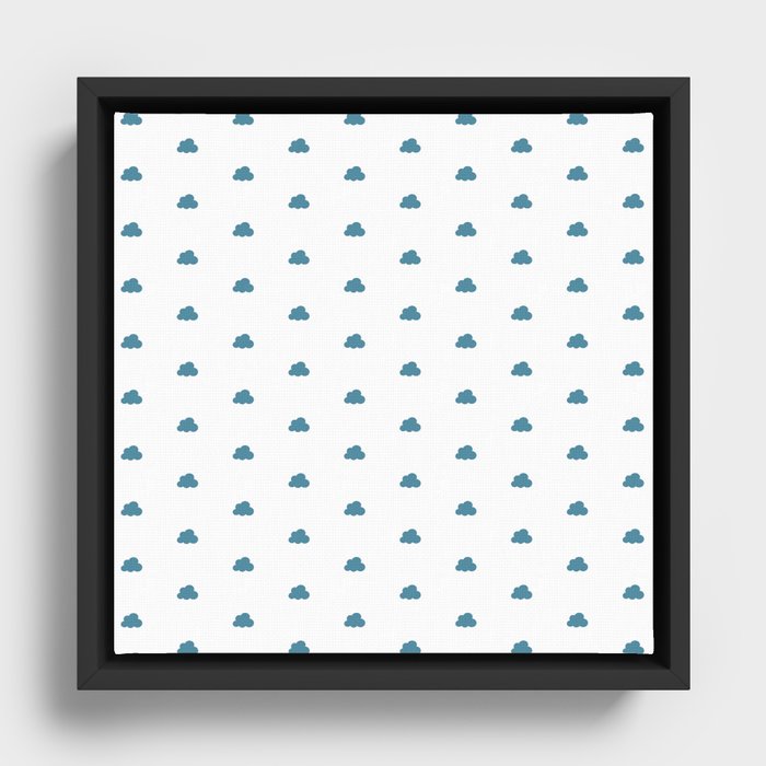 Wedgewood blue small clouds pattern Framed Canvas