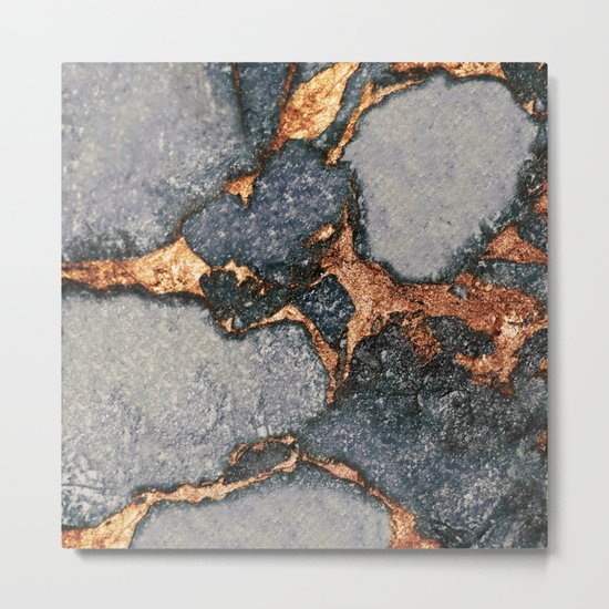 GREY & GOLD GEMSTONE Metal Print