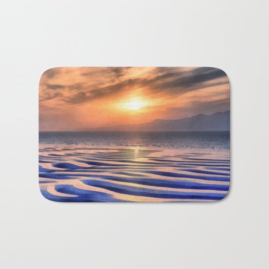Sunset at high tide Bath Mat