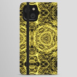 Liquid Light Series 36 ~ Yellow Abstract Fractal Pattern iPhone Wallet Case
