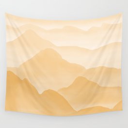 Golden Watercolor Mountains in Yellow Wall Tapestry