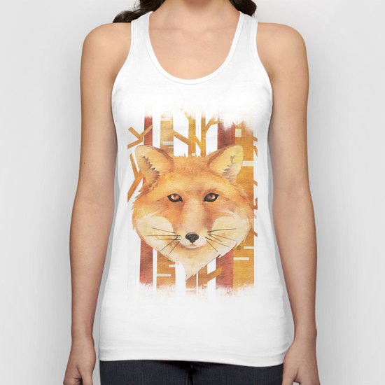 Fox in the forest- Animal abstract watercolor illustration on #Society6 Unisex Tank Top