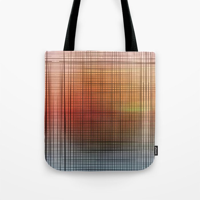Sloane Grid Sun - pink grid art, grid pillow, home decor, painterly, sunshine, boho art, bohemian Tote Bag