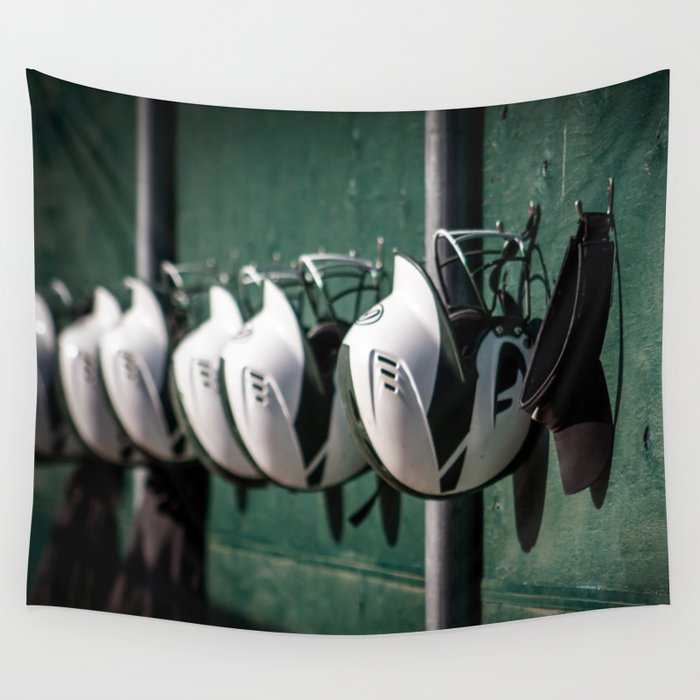 Hanging helmets Wall Tapestry