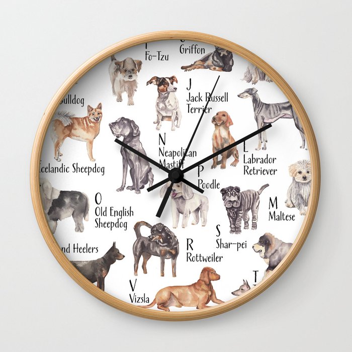 Dogs Alphabet Wall Clock