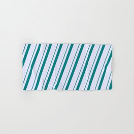 [ Thumbnail: Teal & Lavender Colored Lines/Stripes Pattern Hand & Bath Towel ]