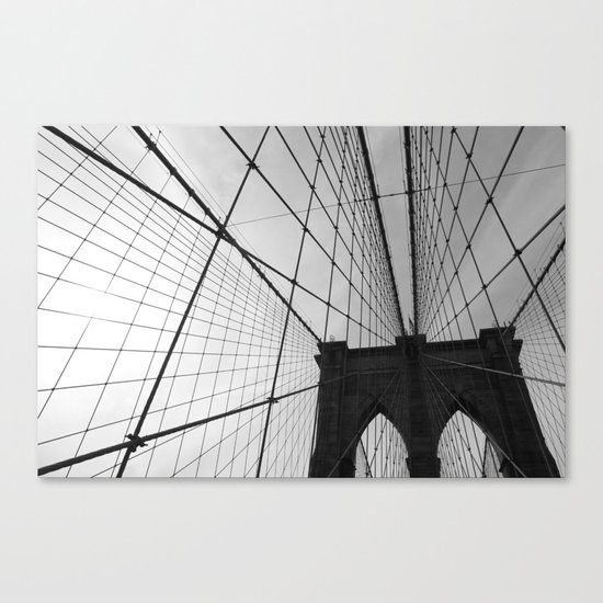 Brooklyn Bridge Black and White Canvas Print