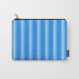[ Thumbnail: Blue & Powder Blue Colored Lines/Stripes Pattern Carry-All Pouch ]