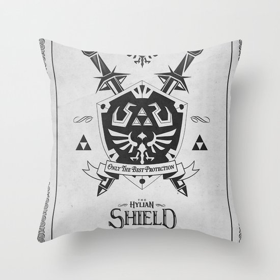 Legend of Zelda Hylian Shield Foundry logo Iconic Geek Line Artly Throw Pillow