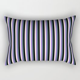 [ Thumbnail: Purple, Dark Slate Gray, Black & Beige Colored Lined/Striped Pattern Rectangular Pillow ]