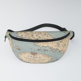 1935 Vintage Map of Italy and Vatican City Fanny Pack | Turin, Vintage, Bologna, Genoa, Vintagemap, Florence, Croatia, Europe, Palermo, Naples 