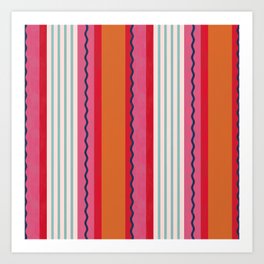 Bold Color Play Pink And Orange Stripes Art Print