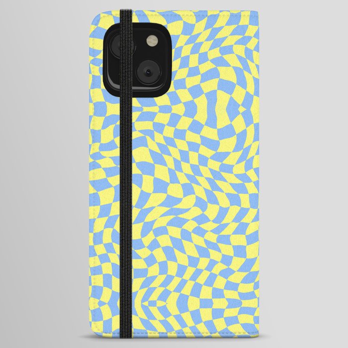 Blue yellow checker symmetrical pattern iPhone Wallet Case