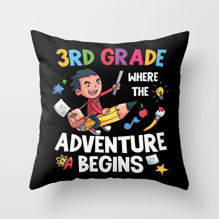 3rd Grade Where The Adventure Begins Throw Pillow