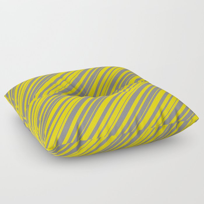 Gray & Yellow Colored Lined Pattern Floor Pillow