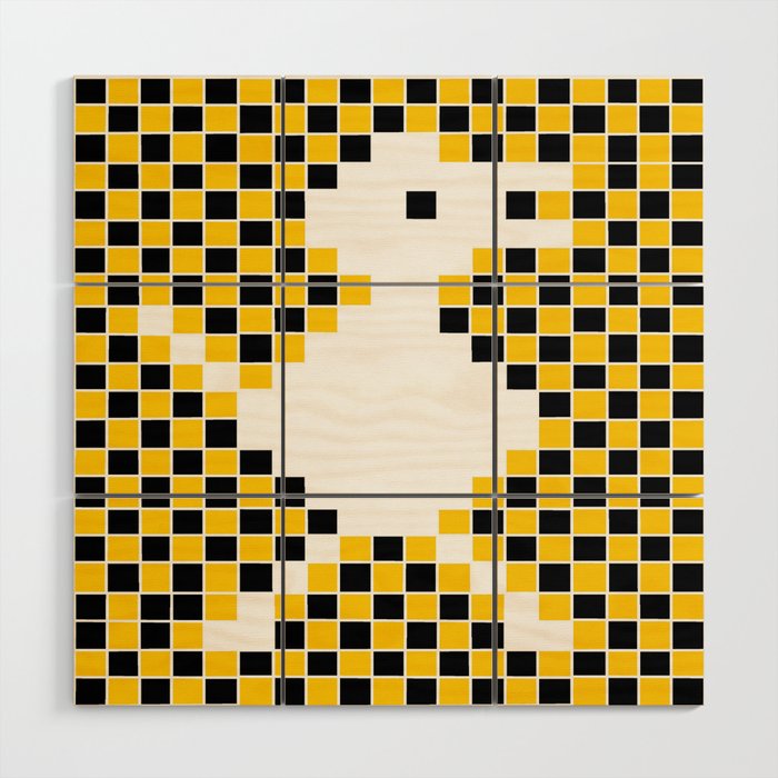 Chick in pixel art 1 Wood Wall Art